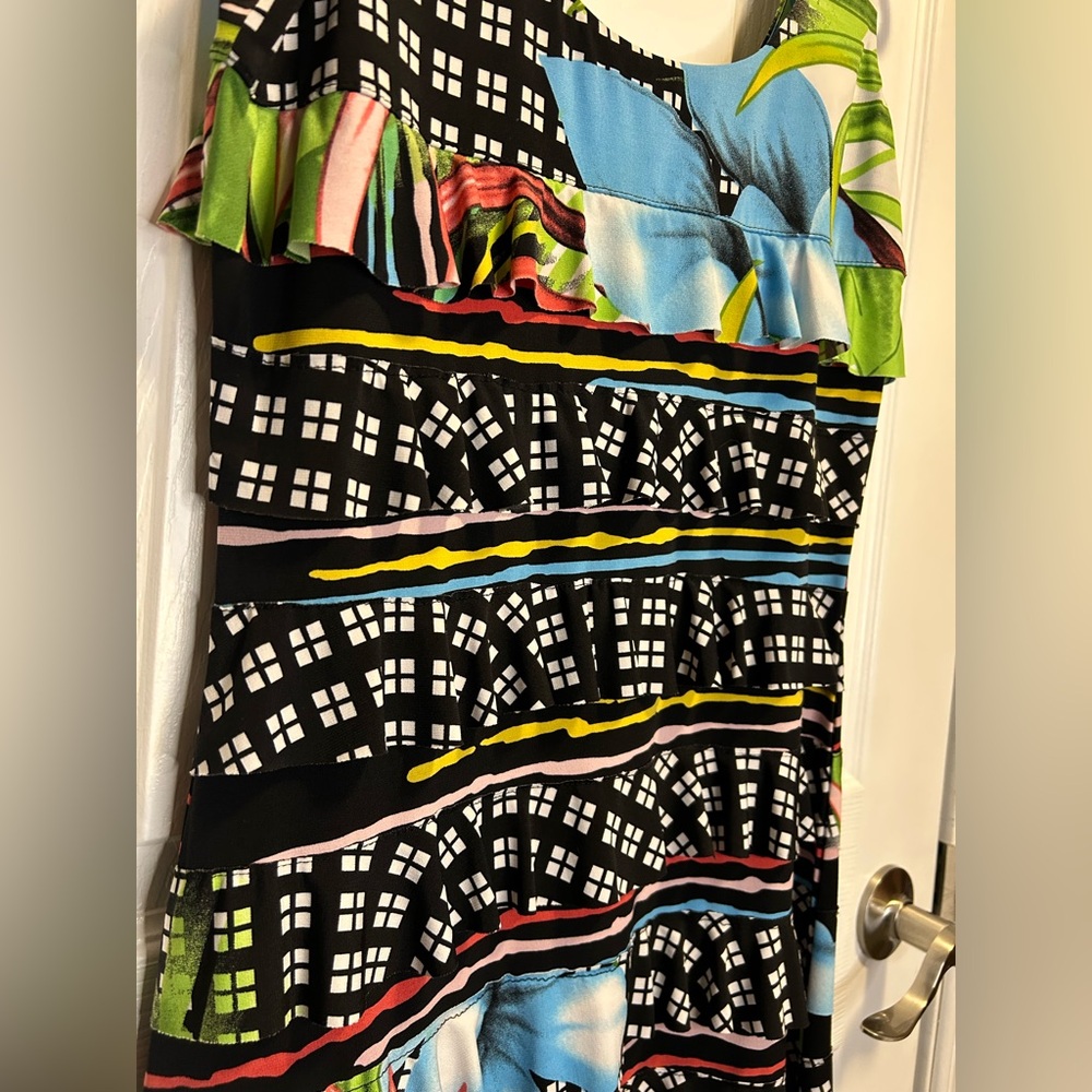 Multicolor Ruffled Patterned Women's Dress - Picture 3 of 6
